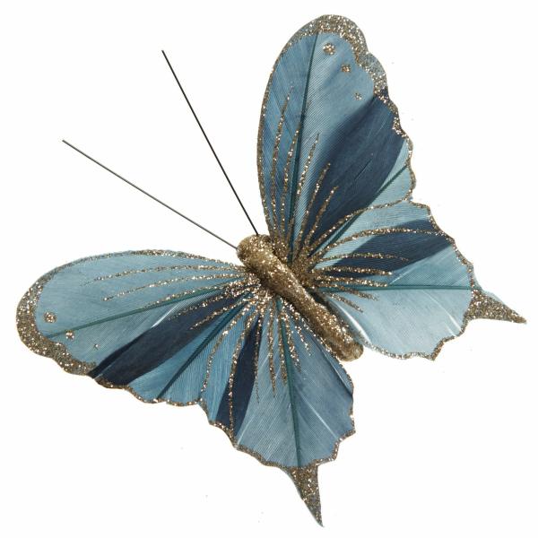 Butterflies And Birds | Blue Glitter Sheer Butterfly Clip Butterflies And Birds Butterflies And Birds