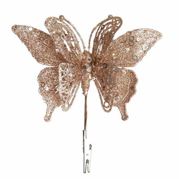 Butterflies And Birds | Champagne Glitter And Sequin Butterfly Clip Butterflies And Birds Butterflies And Birds