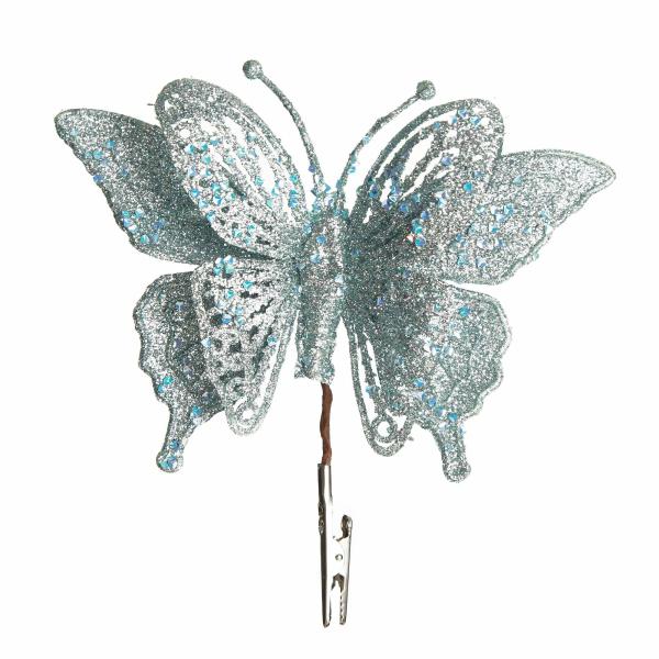 Butterflies And Birds | Light Blue Glitter Butterfly Clip Butterflies And Birds Butterflies And Birds