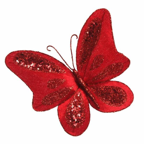 Butterflies And Birds | Red Velvet And Sequin Butterfly Clip Butterflies And Birds Butterflies And Birds