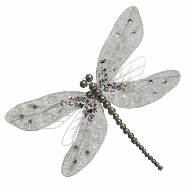 Butterflies And Birds | Silver Grey Dragonfly Clip Decoration Butterflies And Birds Butterflies And Birds