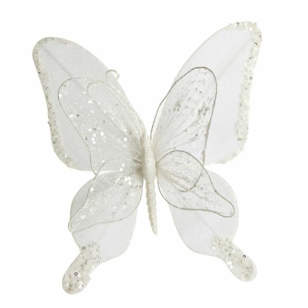 Butterflies And Birds | White Mesh Double Wing Butterfly Clip Butterflies And Birds Butterflies And Birds