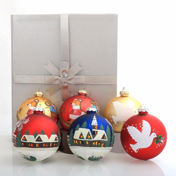 Christmas Bauble Sets | Handpainted Traditional Christmas Baubles – Set Of 6 Baubles Christmas Bauble Sets