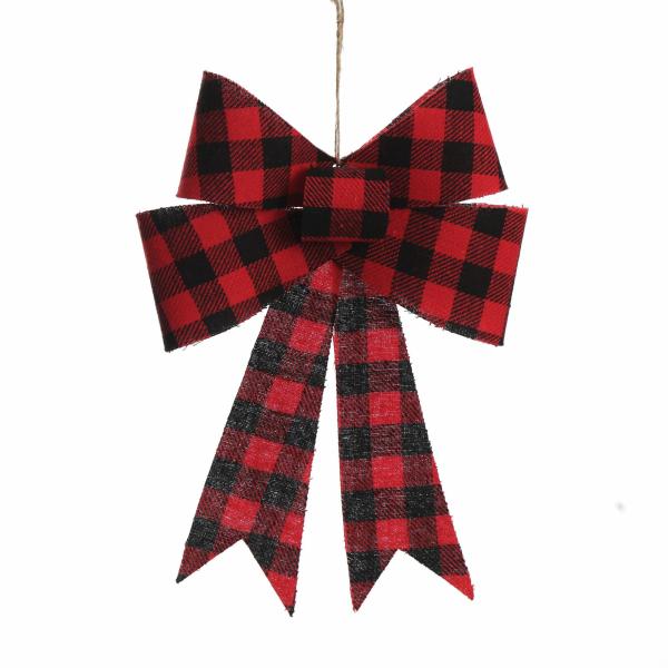 Christmas Bells And Bows | Black And Red Gingham Check Bow Christmas Bells And Bows Christmas Bells And Bows