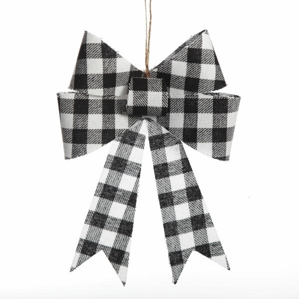 Christmas Bells And Bows | Black And White Gingham Check Bow Christmas Bells And Bows Christmas Bells And Bows