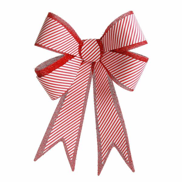 Christmas Bells And Bows | Candy Cane Stripe Christmas Bow With Glitter Edge Christmas Bells And Bows Christmas Bells And Bows