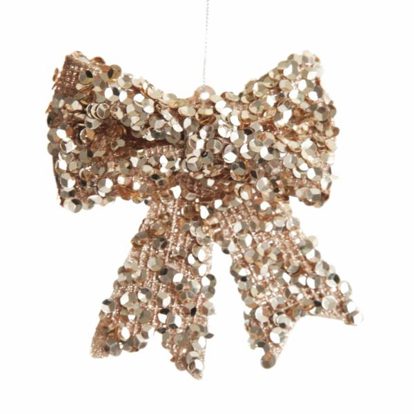 Christmas Bells And Bows | Champagne Glitter Sequin Bow Christmas Bells And Bows Christmas Bells And Bows