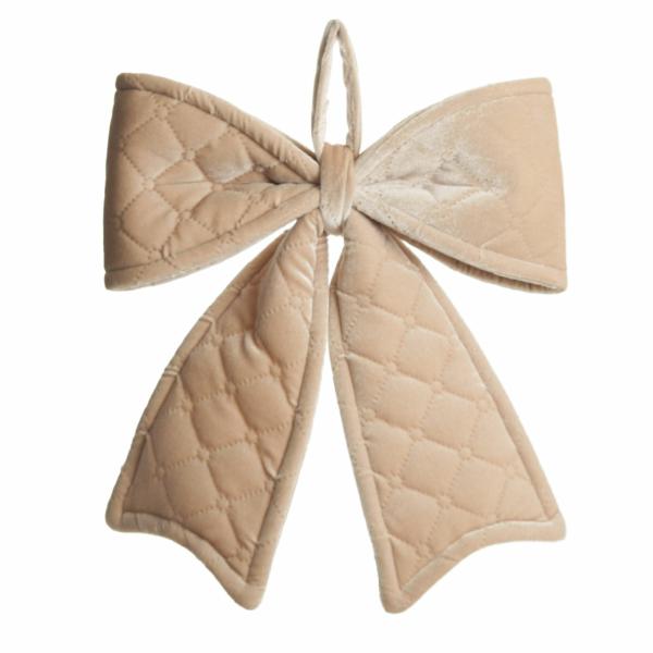 Christmas Bells And Bows | Nude Pink Padded Quilted Velvet Bow Christmas Bells And Bows Christmas Bells And Bows