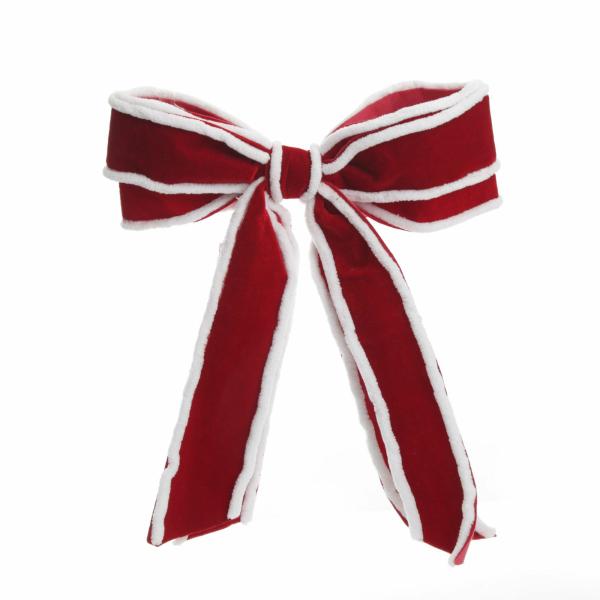 Christmas Bells And Bows | Red Velvet Christmas Bow With Fur Trim Christmas Bells And Bows Christmas Bells And Bows