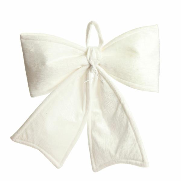 Christmas Bells And Bows | White Padded Fabric Bow Christmas Bells And Bows Christmas Bells And Bows