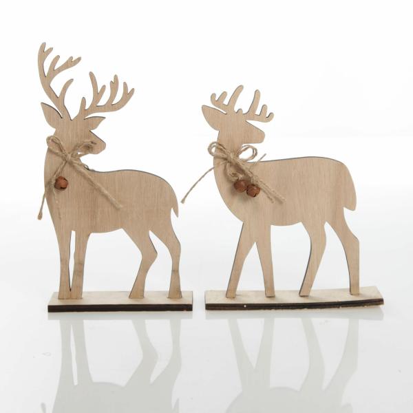 Christmas Birds And Animals | Pair Of Wooden Reindeer Cutout Ornaments – 20Cm(H) Christmas Birds And Animals Christmas Birds And Animals