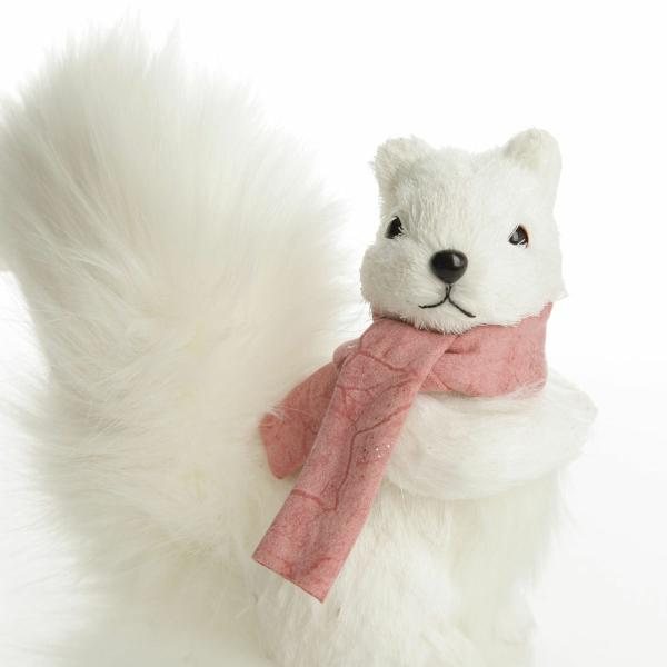 Christmas Birds And Animals | White Squirrel With Bushy Tail And Pink Scarf – 20Cm(H) Christmas Birds And Animals Christmas Birds And Animals