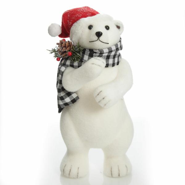 Christmas Birds And Animals | White Standing Polar Bear With Santa Hat – 39Cm(H) Christmas Birds And Animals Christmas Birds And Animals