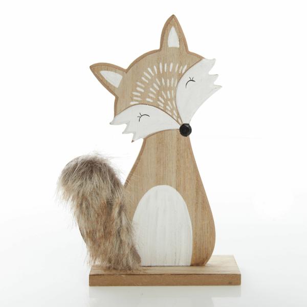 Christmas Birds And Animals | Wooden Fox Ornament With Bushy Tail – 21Cm(H) Christmas Birds And Animals Christmas Birds And Animals