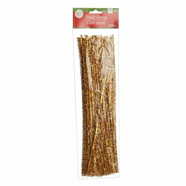 Christmas Craft Supplies | Gold Tinsel Chenille Stem Pipe Cleaners – Pack Of 45 Christmas Craft Supplies Christmas Craft Supplies