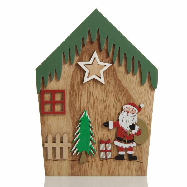 Christmas Craft Supplies | Medium Plywood Winter Christmas Decorated House Open Box Christmas Craft Supplies Christmas Craft Supplies