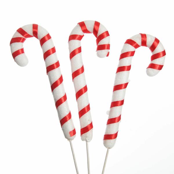 Christmas Craft Supplies | Red And White Candy Cane Pick – Pack Of 3 Christmas Craft Supplies Christmas Craft Supplies