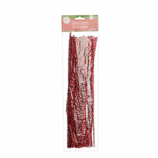 Christmas Craft Supplies | Red Tinsel Chenille Stem Pipe Cleaners – Pack Of 45 Christmas Craft Supplies Christmas Craft Supplies