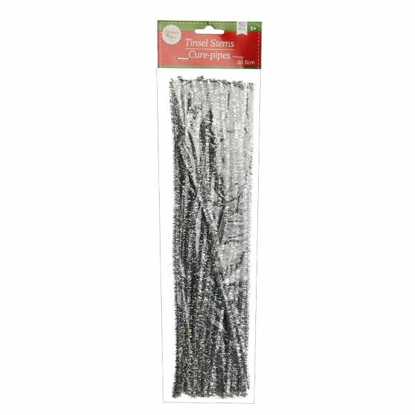 Christmas Craft Supplies | Silver Tinsel Chenille Stem Pipe Cleaners – Pack Of 45 Christmas Craft Supplies Christmas Craft Supplies