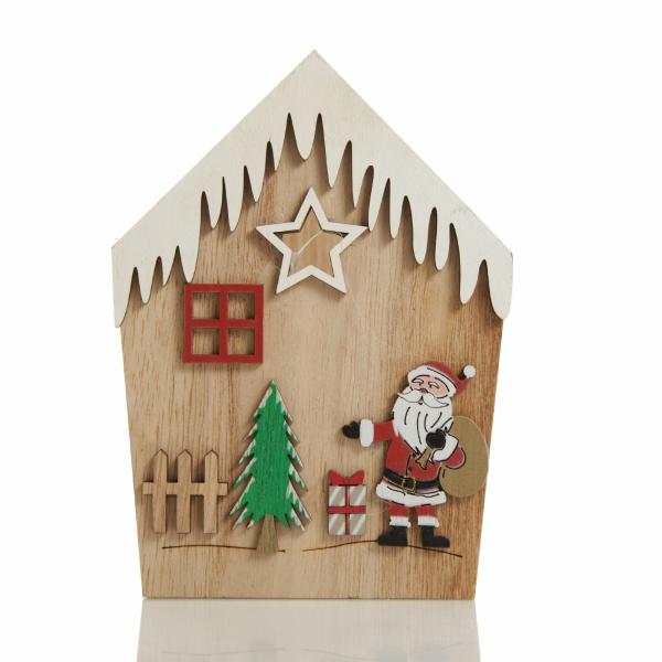 Christmas Craft Supplies | Small Plywood Winter Christmas Decorated House Open Box Christmas Craft Supplies Christmas Craft Supplies