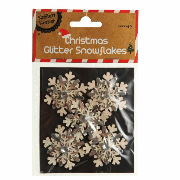 Christmas Craft Supplies | Snowflake Embellishment Craft Stickers – Pack Of 5 Christmas Craft Supplies Christmas Craft Supplies