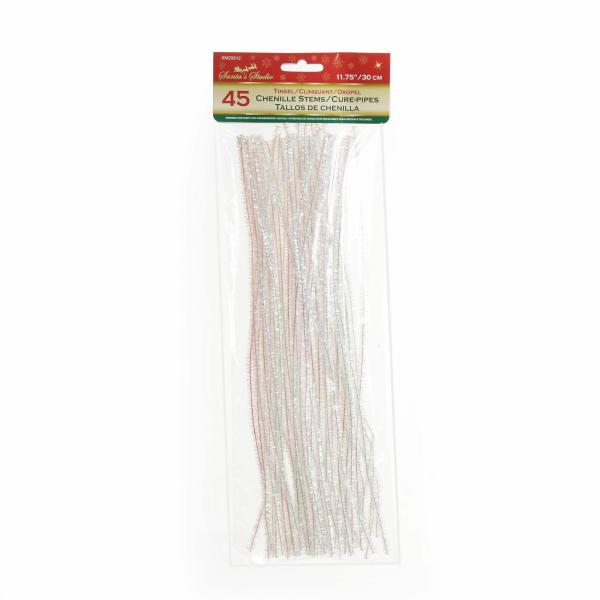 Christmas Craft Supplies | White Tinsel Chenille Stem Pipe Cleaners – Pack Of 45 Christmas Craft Supplies Christmas Craft Supplies