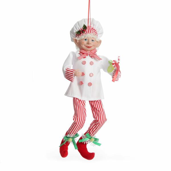 Christmas Elves And Fairies | Candy Cane Chef Elf Ornament – 46Cm(H) Ornaments Christmas Elves And Fairies