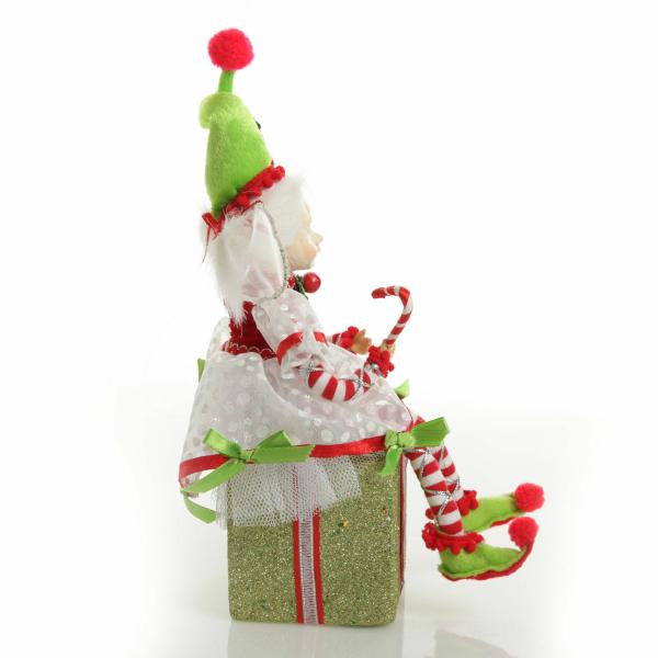 Christmas Elves And Fairies | Candy Cane Christmas Fairy On Giftbox – 15Cm(H) Christmas Elves And Fairies Christmas Elves And Fairies