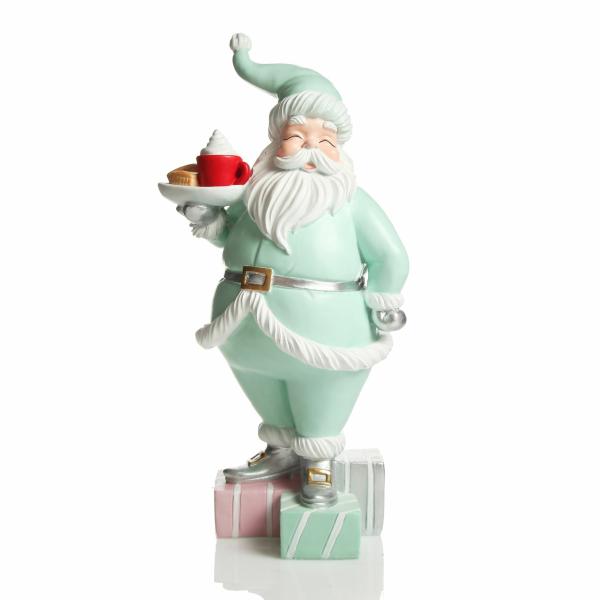 Christmas Figurines | Retro Mint Green Santa Holding Platter Christmas Ornament – 35Cm(H) Christmas Figurines Christmas Figurines