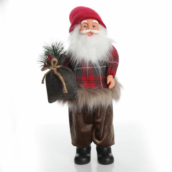 Christmas Figurines | Standing Fabric Santa In Plaid Shirt Christmas Figurine Ornament – 70Cm(H) Christmas Figurines Christmas Figurines