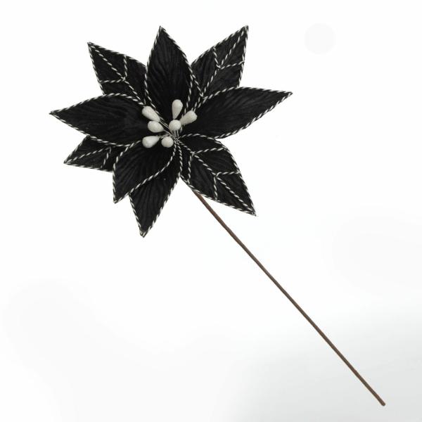 Christmas Flowers | Black Poinsettia Flower Stem With Twine Trim Christmas Flowers Christmas Flowers