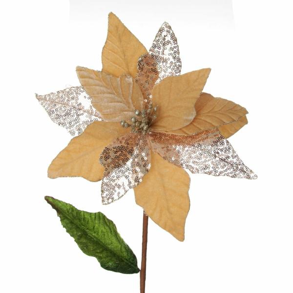 Christmas Flowers | Champagne Velvet Sequin Flower Christmas Flowers Christmas Flowers