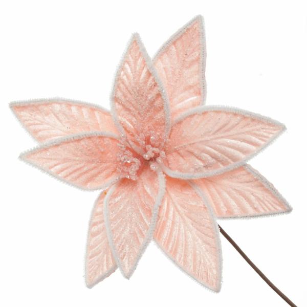 Christmas Flowers | Frosted Pink Flower Clip With White Edge Christmas Flowers Christmas Flowers