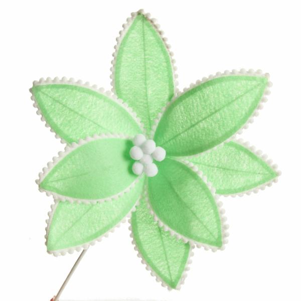 Christmas Flowers | Fun Mint Green Flower Stem With White Pom Pom Trim Christmas Flowers Christmas Flowers