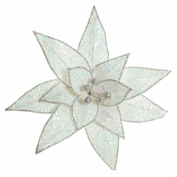 Christmas Flowers | Iridescent Glitter Poinsettia Flower Clip Christmas Flowers Christmas Flowers