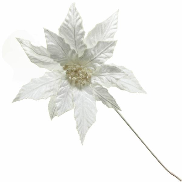 Christmas Flowers | Ivory Embossed Velvet Poinsettia Flower Stem Christmas Flowers Christmas Flowers