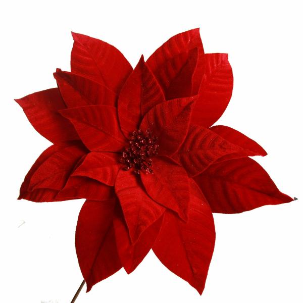 Christmas Flowers | Layered Red Velvet Poinsettia Flower Stem Christmas Flowers Christmas Flowers