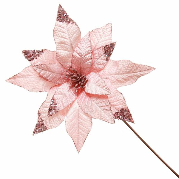 Christmas Flowers | Leather Look Blush Poinsettia Flower Stem Christmas Flowers Christmas Flowers