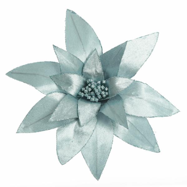 Christmas Flowers | Light Blue Lily Flower Stem With Glitter Trim Christmas Flowers Christmas Flowers