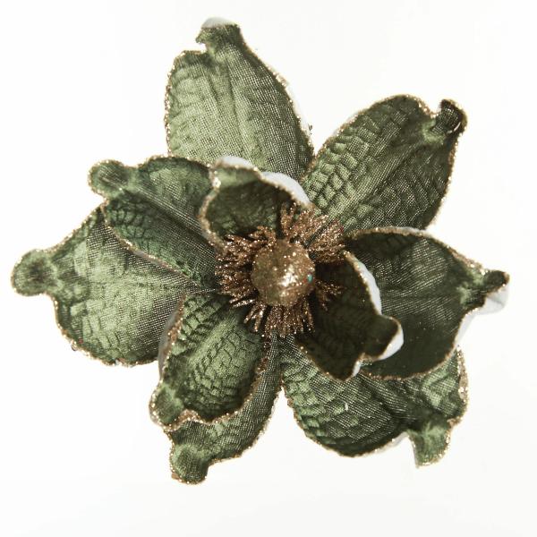 Christmas Flowers | Olive Green Velvet Magnolia Flower Clip Christmas Flowers Christmas Flowers