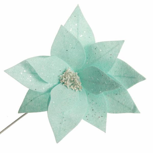 Christmas Flowers | Pale Blue Flower With Silver Glitter Sprinkles Christmas Flowers Christmas Flowers