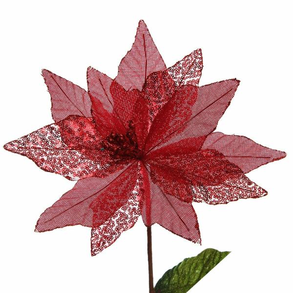 Christmas Flowers | Red Burlap Sequin Flower Christmas Flowers Christmas Flowers