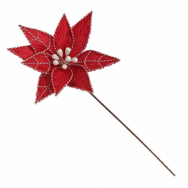 Christmas Flowers | Red Poinsettia Flower Stem With Twine Trim Christmas Flowers Christmas Flowers