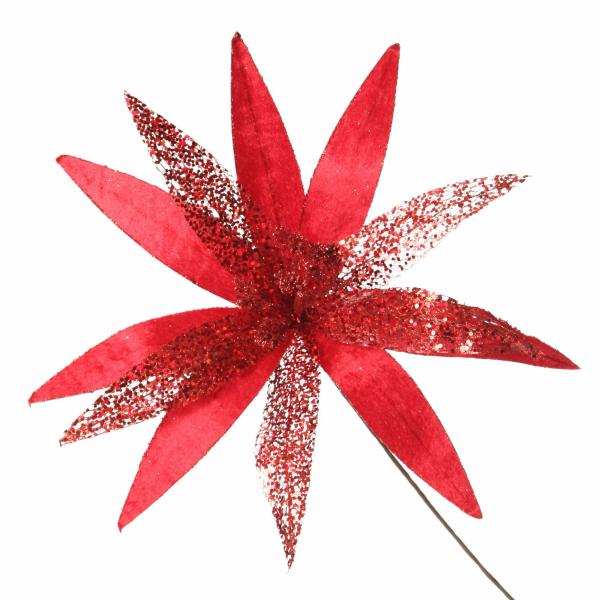 Christmas Flowers | Red Slim Petal Christmas Flower Stem Christmas Flowers Christmas Flowers