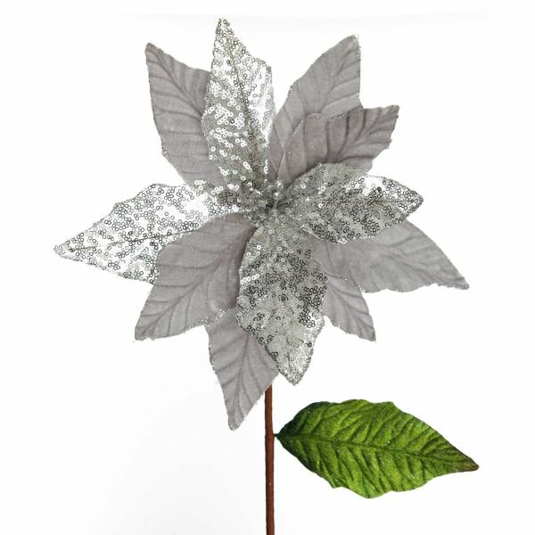 Christmas Flowers | Silver Velvet Sequin Flower Christmas Flowers Christmas Flowers