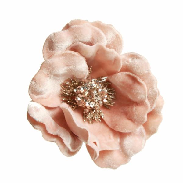 Christmas Flowers | Soft Pink Velvet Magnolia Flower Clip Christmas Flowers Christmas Flowers