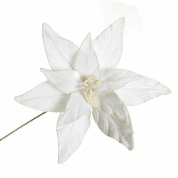 Christmas Flowers | White Velvet Poinsettia Flower Stem Christmas Flowers Christmas Flowers