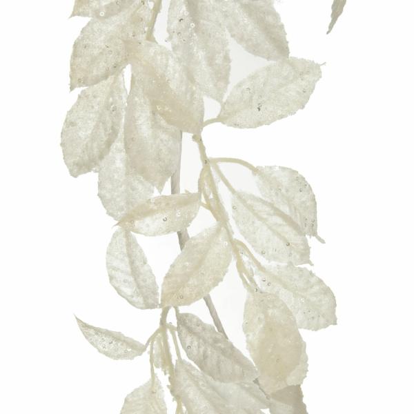 Christmas Garlands | Ivory Leaf Christmas Garland With Sequins – 150Cm Christmas Garlands Christmas Garlands