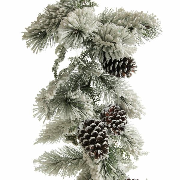 Christmas Garlands | Lush Flocked Green Pine Christmas Garland With Pinecones – 270Cm Christmas Garlands Christmas Garlands