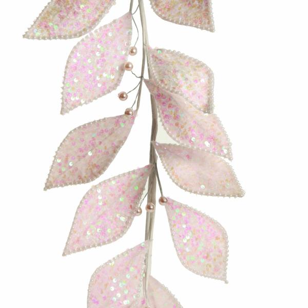 Christmas Garlands | Pale Pink Sequin Leaf Garland – 120Cm Christmas Garlands Christmas Garlands